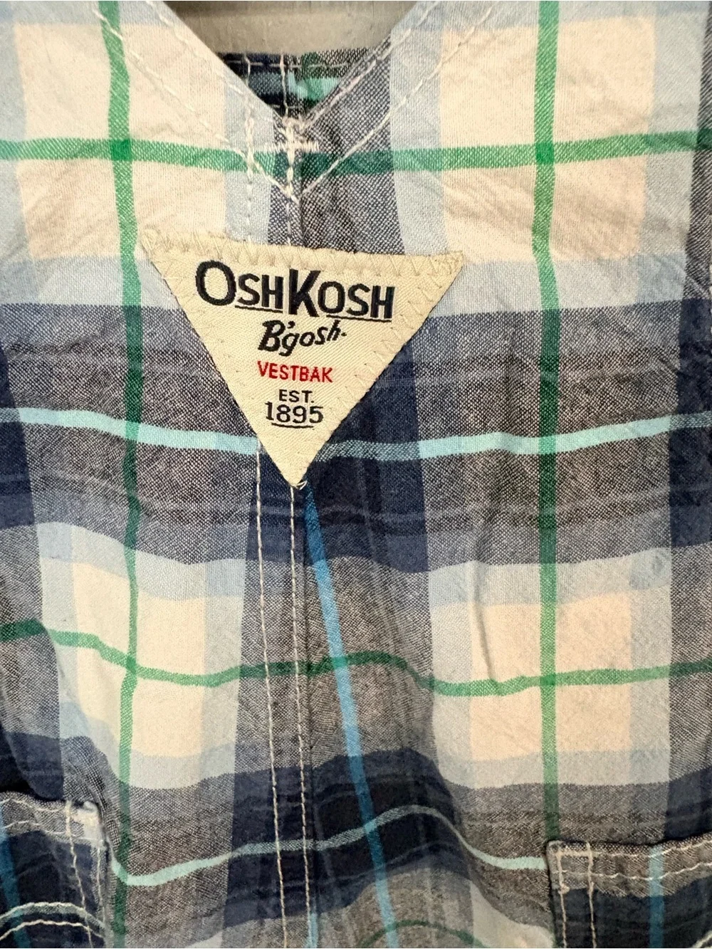 OshKosh B'gosh Blue and White Plaid Baby Overalls